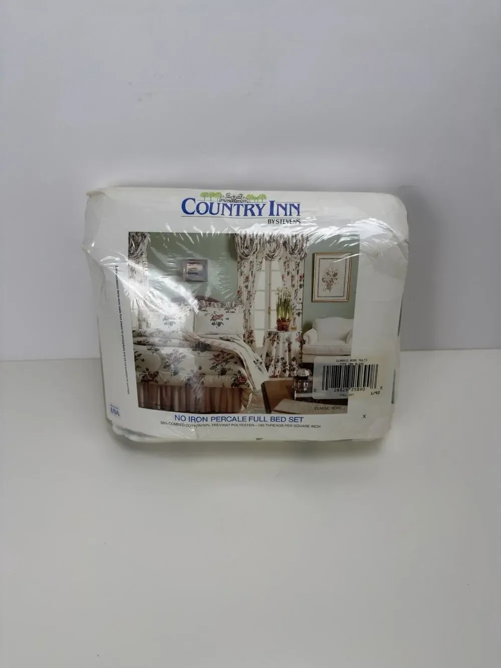 Vtg Country Inn By Stevens Full Sheet Set Candy Stripe Rose Percale New Sealed
